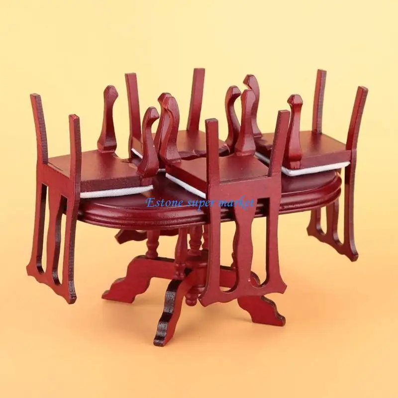 

090B Doll House Chair Table Model Dining Set Realistic Table Dollhouses Chair Realistic Play Chair Realistic 1:12 Model Toy