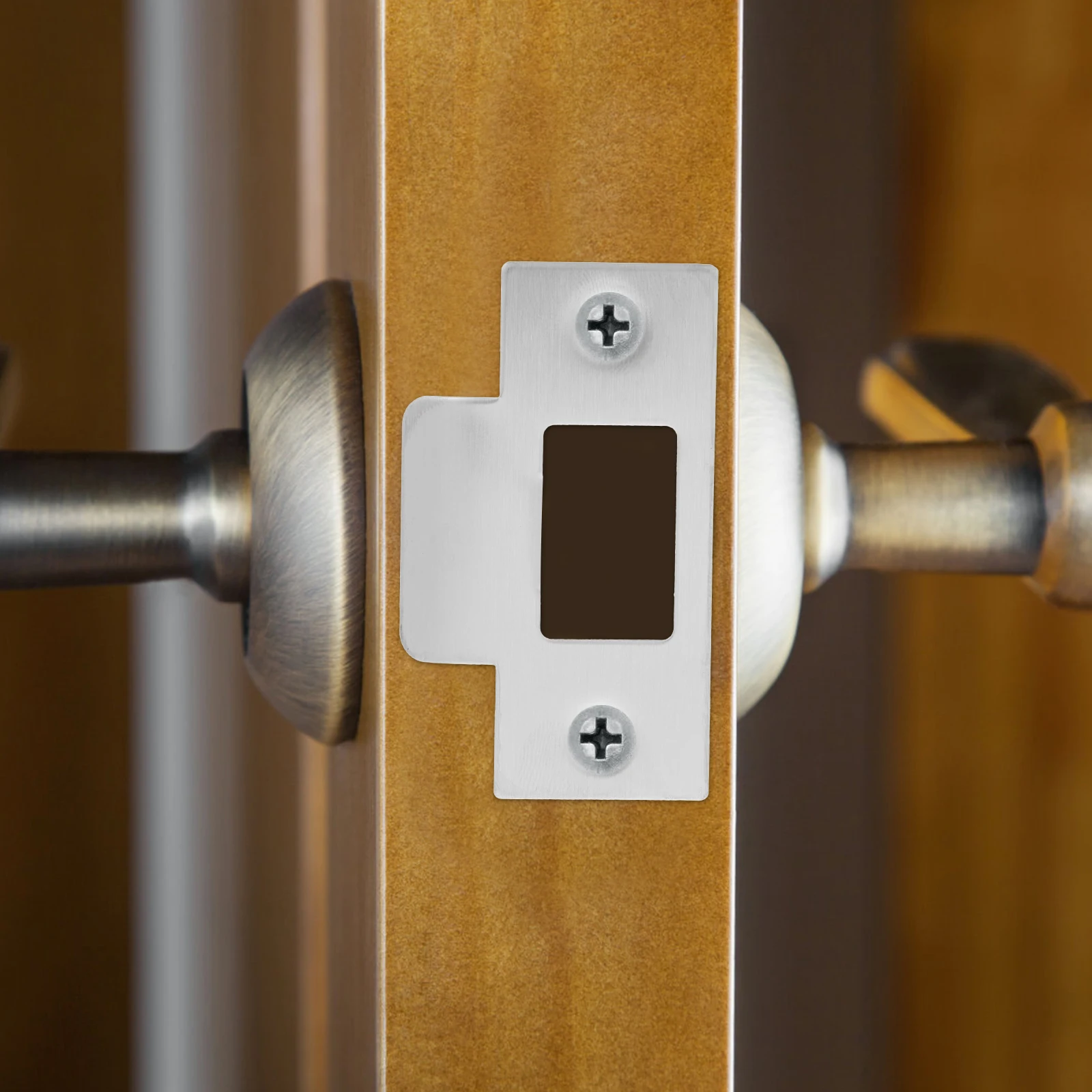 4 Pcs Strike Plate Lock Guide Strike Plate Cover Stainless Steel Deadbolt Installation Kit Reinforcement Filler