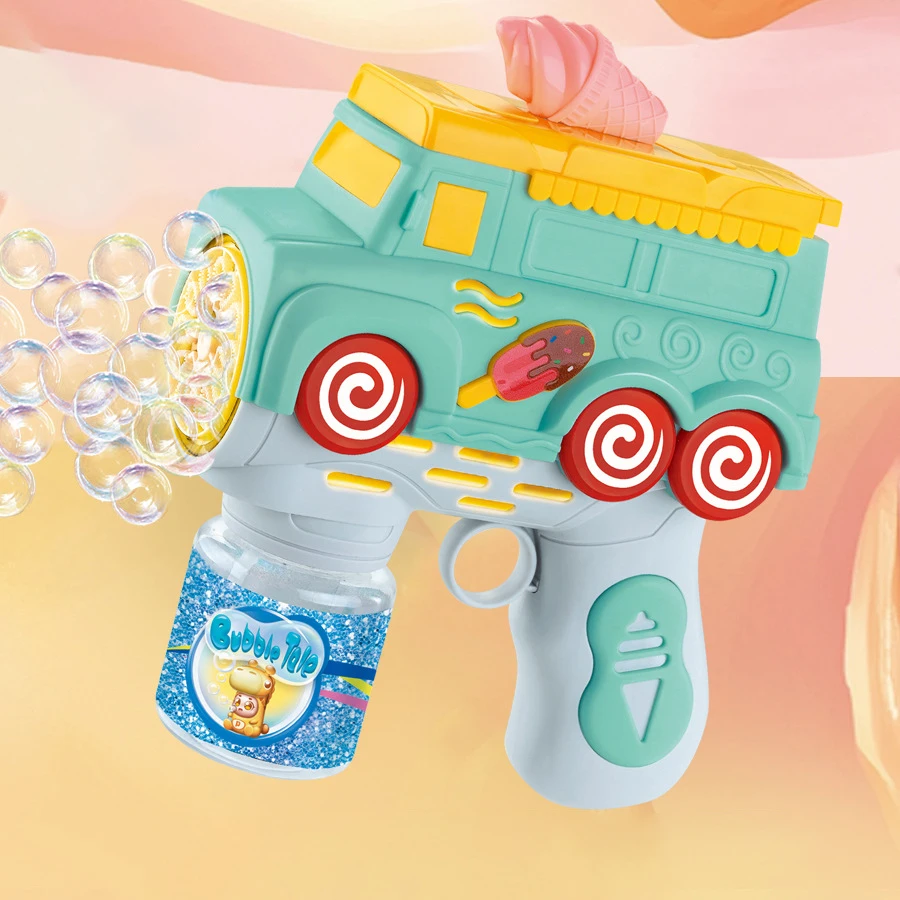 Pistola per bolle elettrica Camion per gelato Macchina per bolle automatica portatile Gioco all'aperto Festa Compleanno Regalo di nozze Giocattolo per bambini