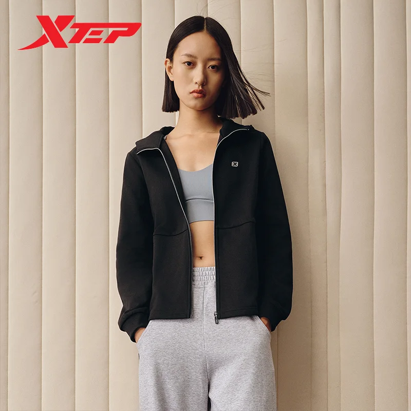 Xtep Knitting Jacket For Women 2023 Winter Comprehensive Training Women\'s Coat Street Style Hooded Outdoor Tops 877428940124