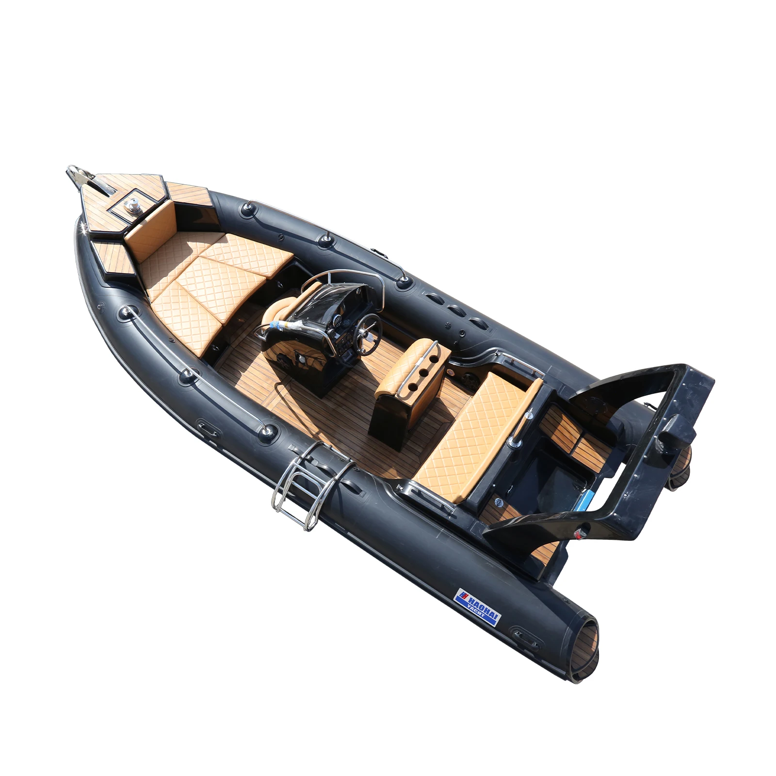 Qingdao Haohai Barca da pesca con pontone in fibra di vetro di lusso per barche a coste in vendita in stile yacht a remi