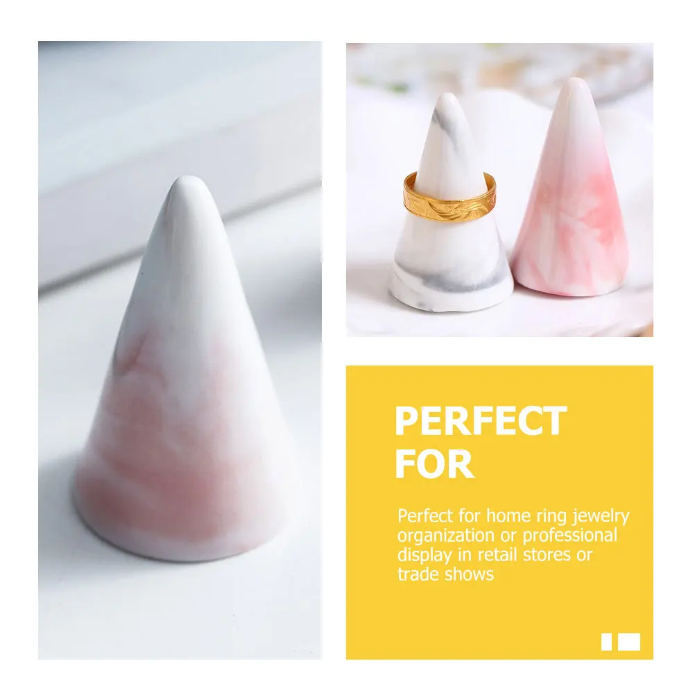 

Ceramic Ring Holder Cone Display Durable Ring Organizer Jewelry Holder Desktop Stand Cone Shape Rings Stand Rings Organizer