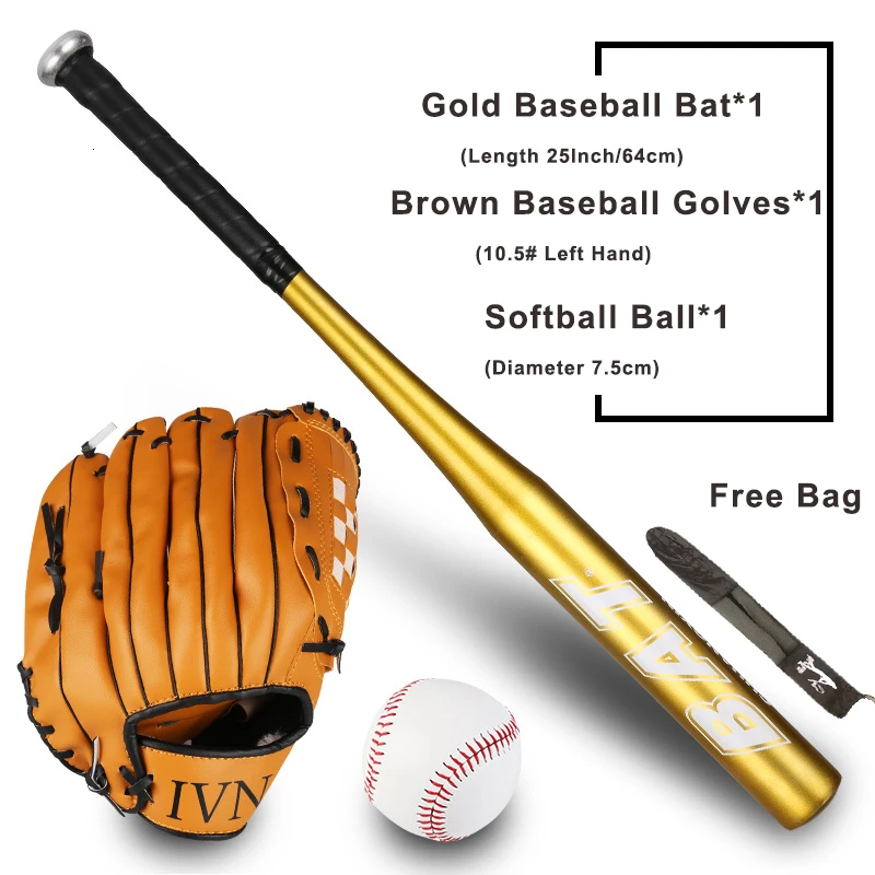64Cm Baseball Bat Kit Kids Teenager Softball Ball Baseball Gloves Baseball Set With Bag Bat Of The Bit Softball Bat 25 Inch
