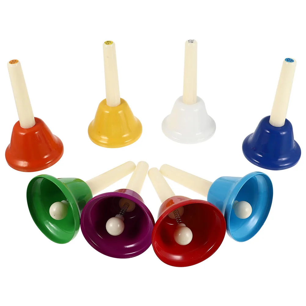 

8Pcs Hand Bells 8-Note Compact Colorful Set Portable Percussion Instruments for Music Practice Party Hand Bells