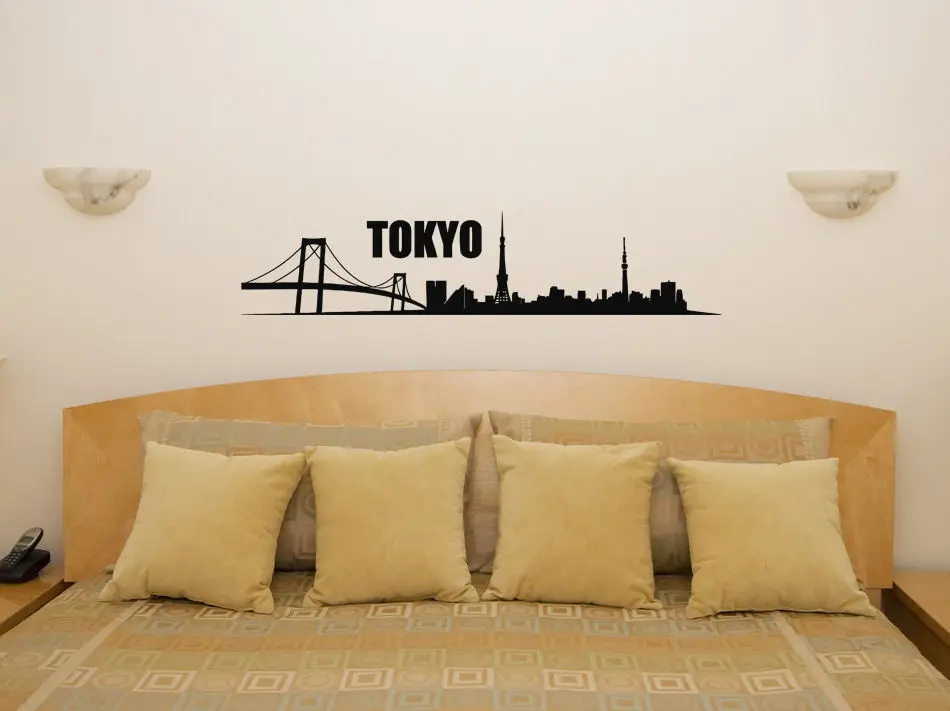 Tokyo Skyline Living Room Dining Kitchen Bedroom Decal Wall Art Sticker Picture Decor