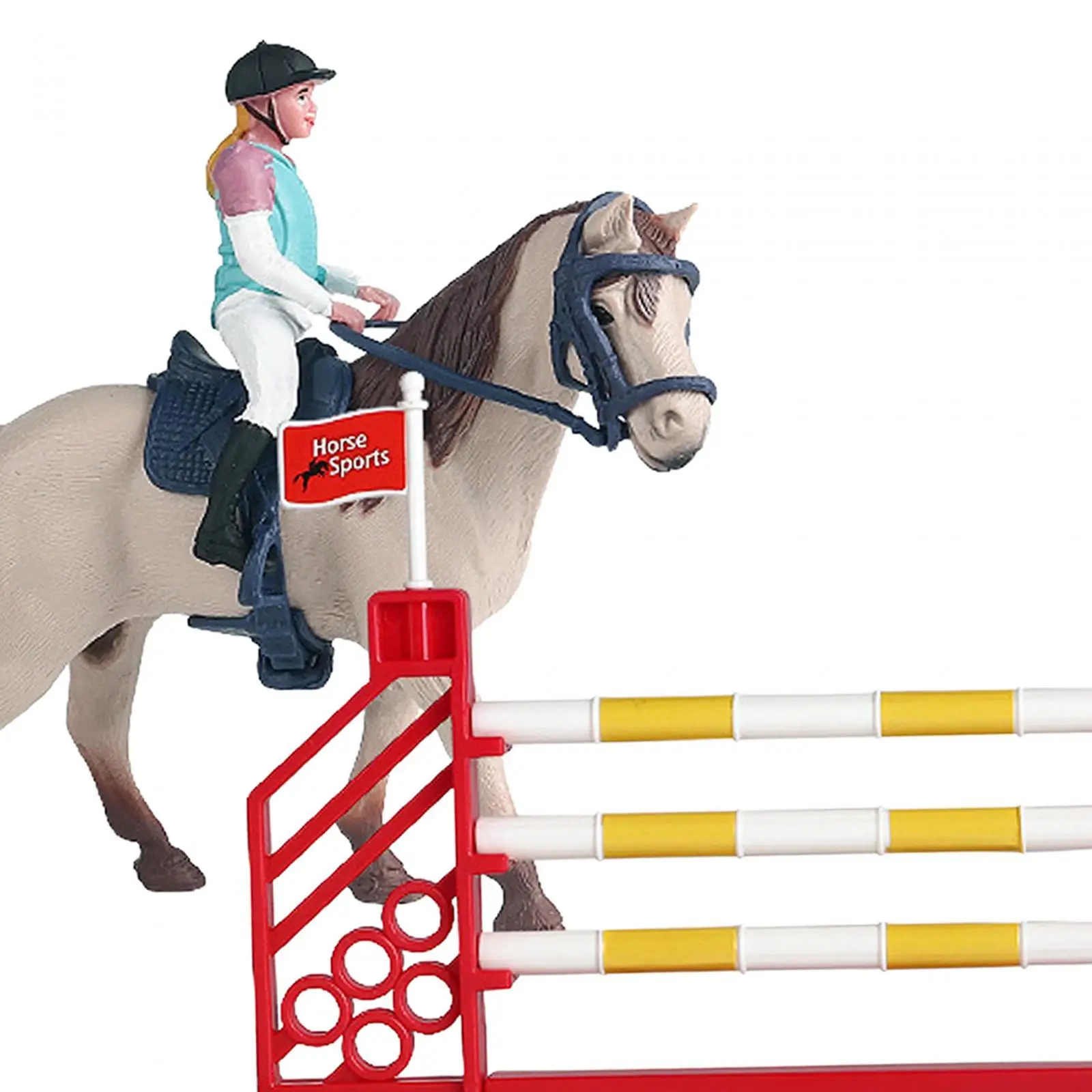 3Pcs Horse and Horseman Playset, Equestrian Toy Set with Horse Horseman and Fence for Baby Party Supplies
