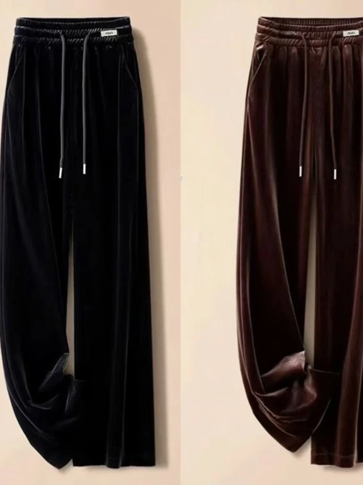 

High Waist Velvet Wide Leg Pants Women's Casual Drapey plus Size Small Stature Slim Straight Leg Trousers Autumn Winter New S...