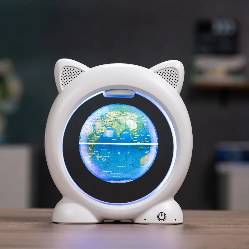 

10cm Magnetic Levitation Cat Globe Floating Rotating World Map Home Office Decor Creative Gift For Kids Birthday Festival Toys