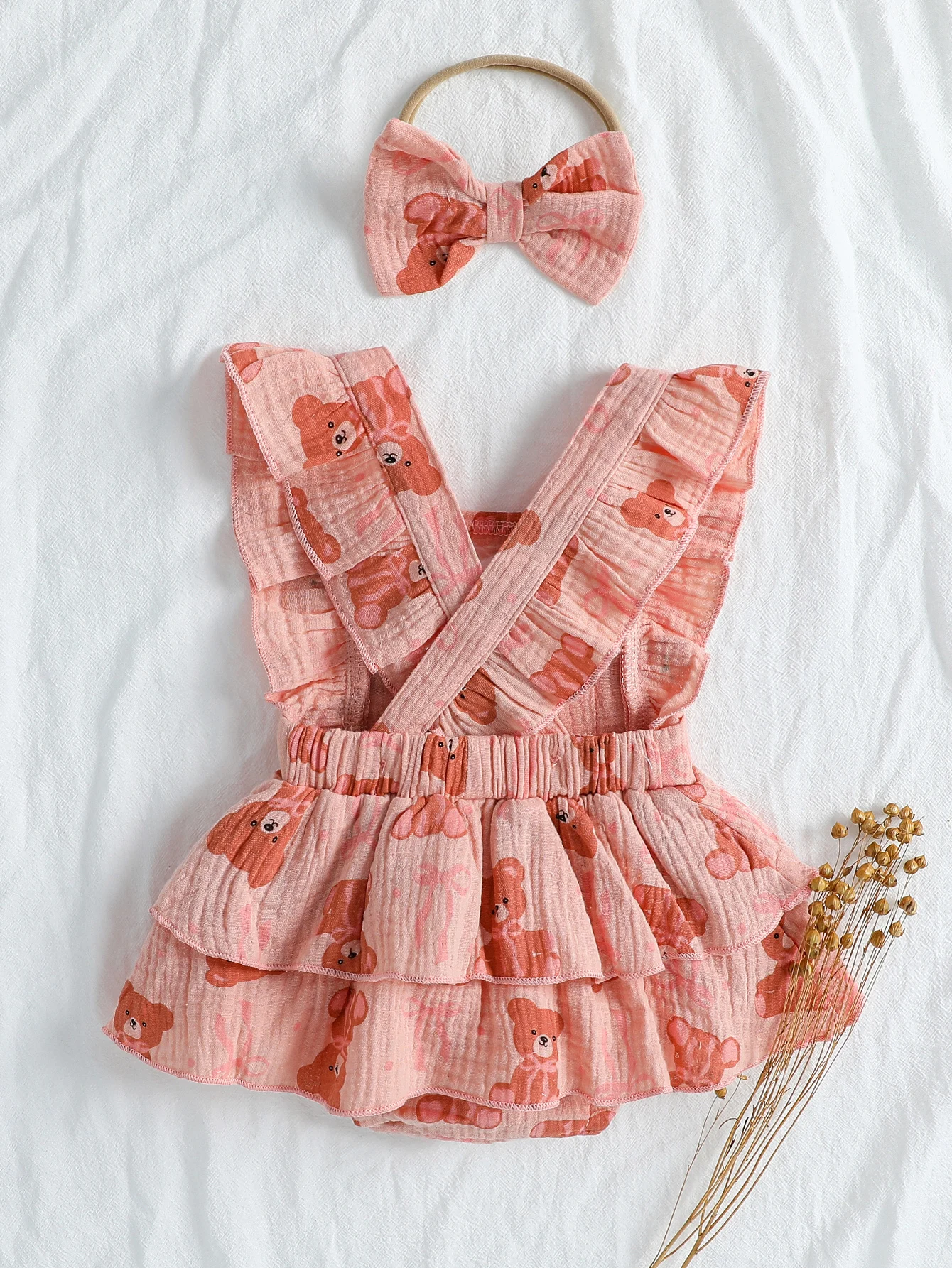 Children’s Summer Rompers with Bear Pattern for Toddler Girls, Baby Carrier Rompers