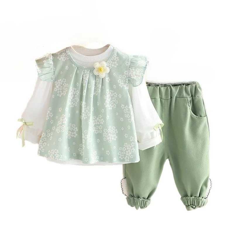 

New Spring Autumn Baby Clothes Children Girls Fashion Vest Long Sleeved T-Shirt Pants 3Pcs/Sets Infant Clothing Kids Tracksuits