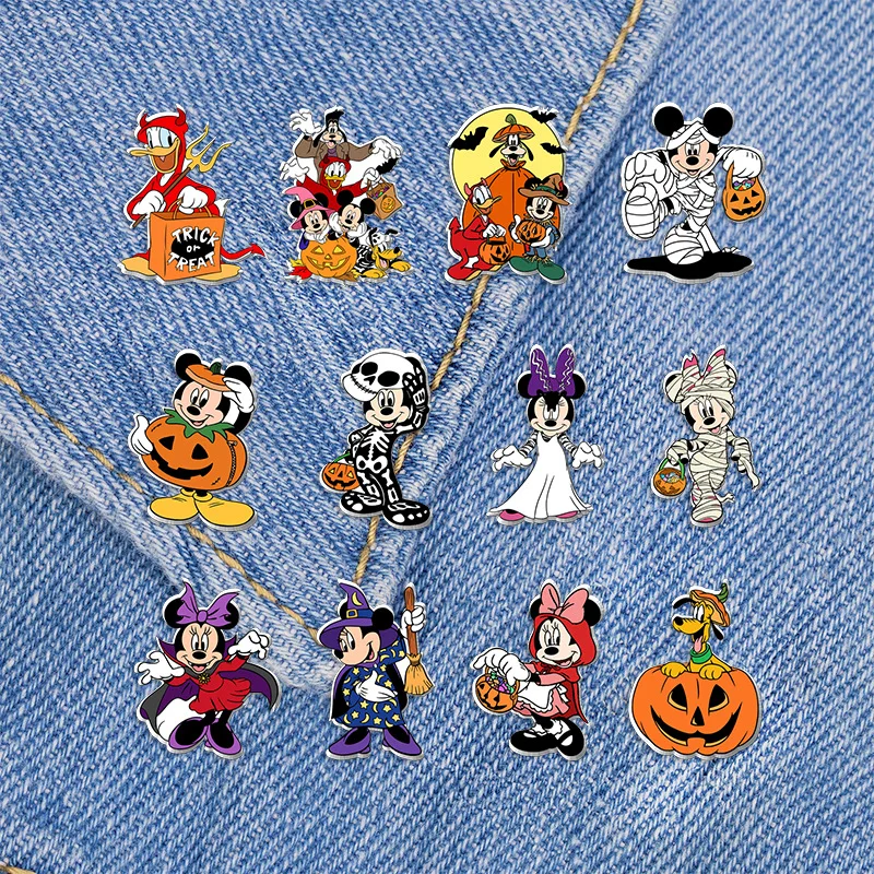 Disney Halloween Serie Broche Mickey Mouse Minnie Anime Figuur Diy Badge Decoratie Kleding Emaille Spelden Jongens Meisjes Sieraden Cadeau