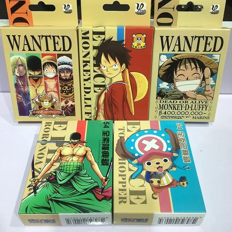 NEW One Piece Hot Japan Anime Props Monkey D Luffy Roronoa Zoro Tony Chopper Joba pattern Paper poker Model toys Gift poker