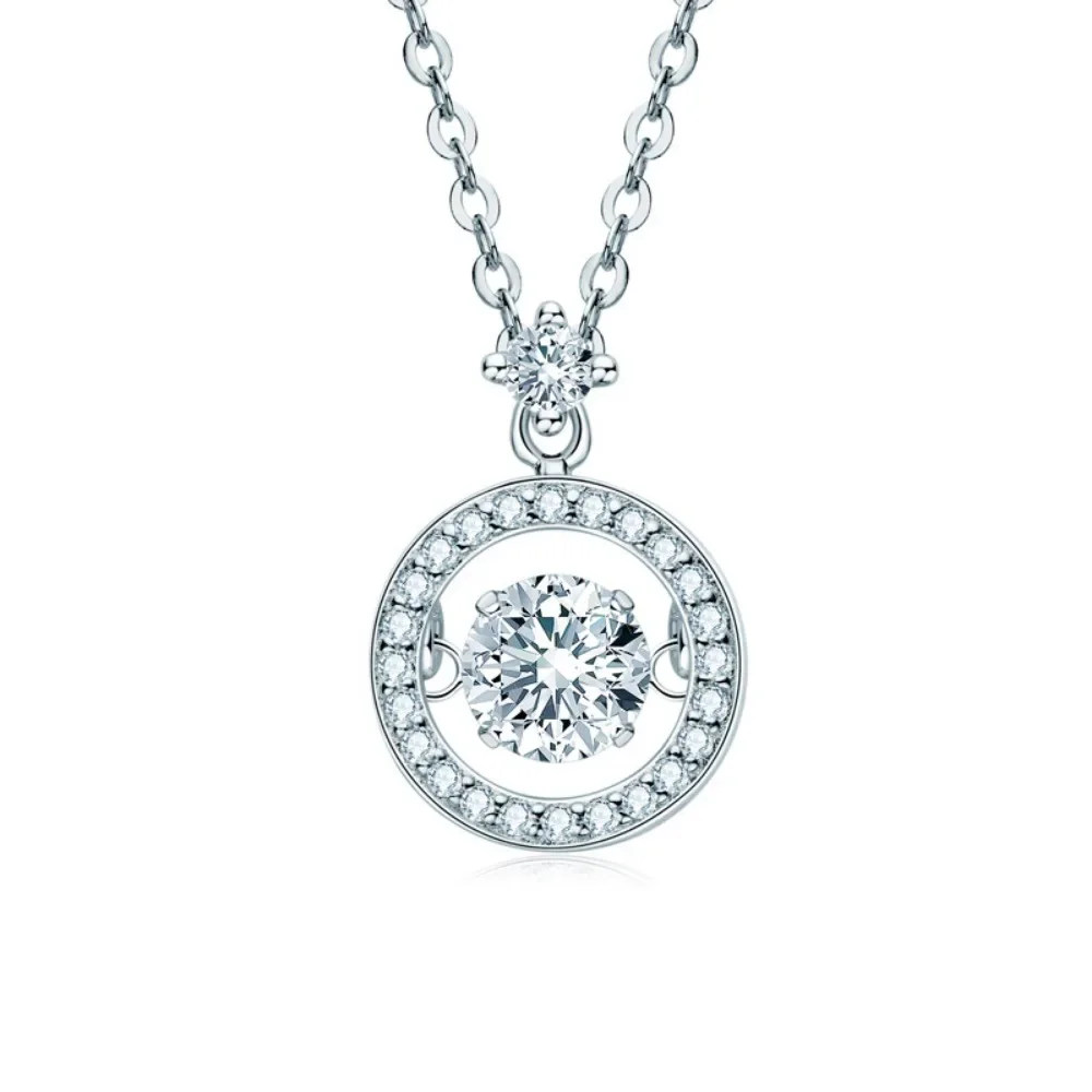 

M-JAJA Moissanite Round Dance Pendant Necklace for Women Diamond Skirt/Infinity Pendant Chain S925 Sterling Silver Fine Jewelry
