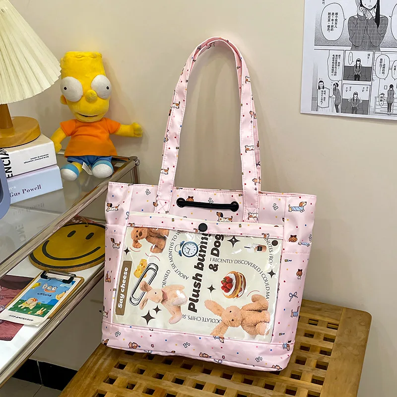 Richme Kawaii Women Tote Bags Fashion 2025 Harajuku Cartoon Dog Print Ita Bag Female Subculture Casual Shoulder Bolso Mujer