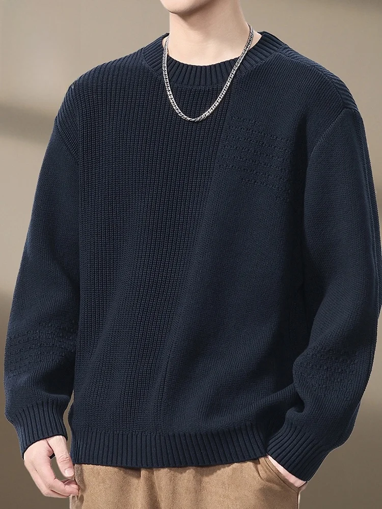 

Pure Cotton Knitwear round Ne Casual Sle Spring 2026 New Faion Single Color Men's Sweater Comfortable Loose Fit
