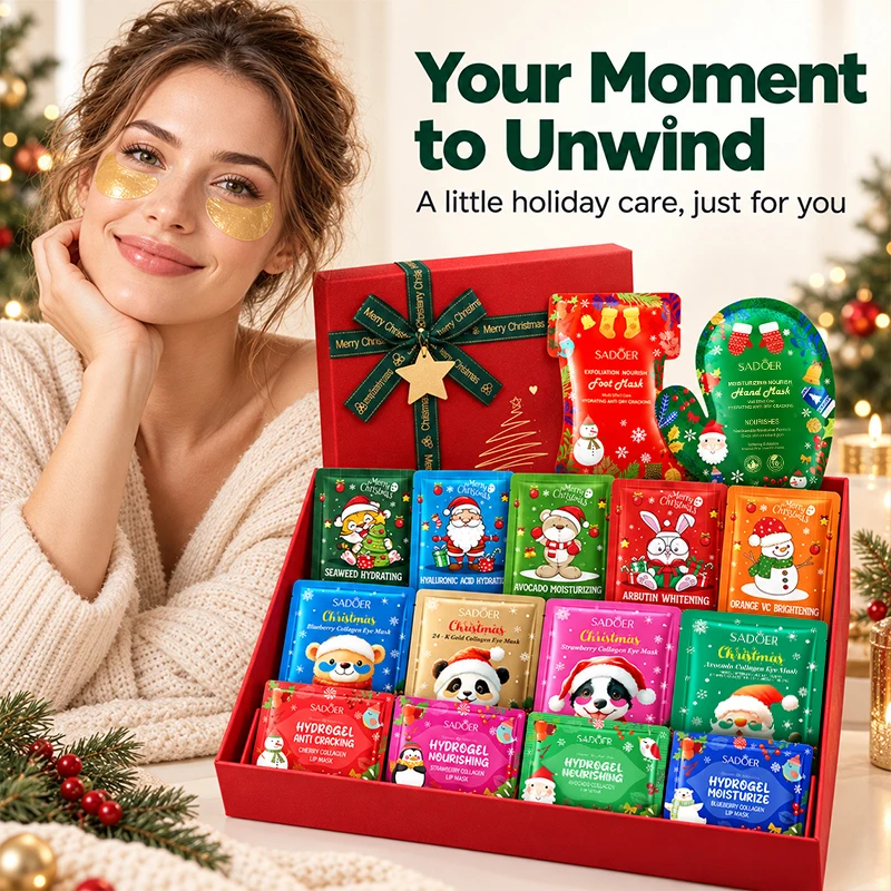 Christmas Skincare Gift For Women Mask Gift Box Face Hand Foot Eye Lip Mask Set Moisturizing Nourishing Beauty Holiday Present