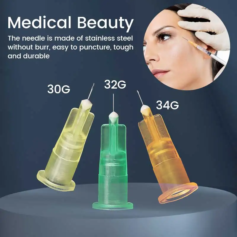 18G 25G 27G 30G 31G 32G 34G 1.5/2.5/4/6/13/25/30mm Superfine Filler Needle Skin Care Tool Parts Painless Sterile Piercing Needle