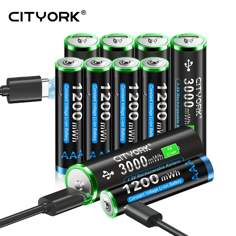 1.5V AA USB Rechargeable Li-ion AA Battery 3000mWh +USB 1.5V AAA Lithium Rechargeable Battery AAA 1200mWh for wireless mouse