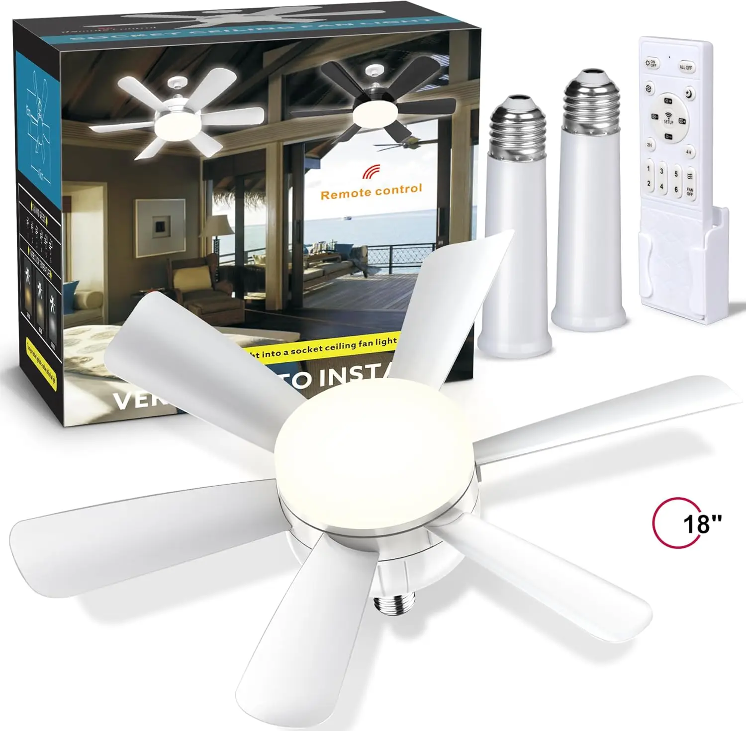 

Laliled Ceiling Fan with Light–Socket Fan Light with Remote & APP Control,18 inch Small Ceiling Fan 6 Speeds and 3 Lighting Mode