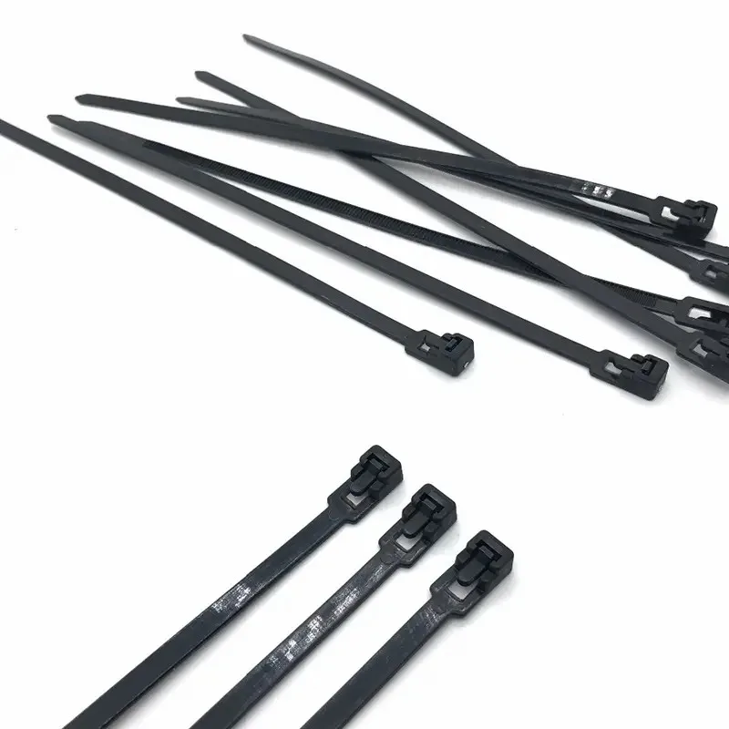 100 Reusable Black/White Self-Locking Nylon Zip Ties with Detachable Buckle Ties, 5x150 200 300 for Wire Management/Home Storage