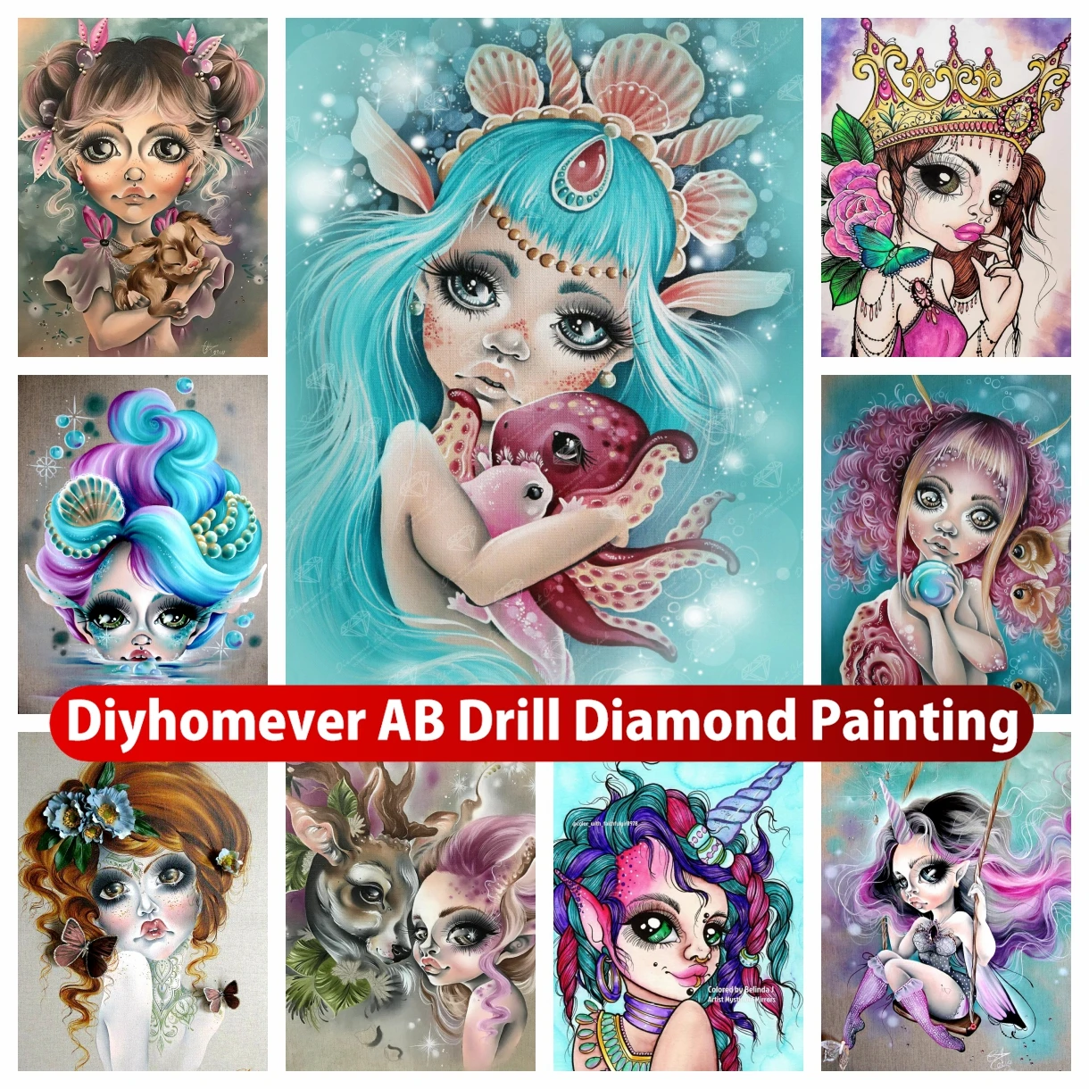 

Daughter Of The Sea 5D DIY AB Diamond Painting Embroidery Fantasy Cartoon Girl Cross Stitch Mosaic Handicraft Home Decor Gift