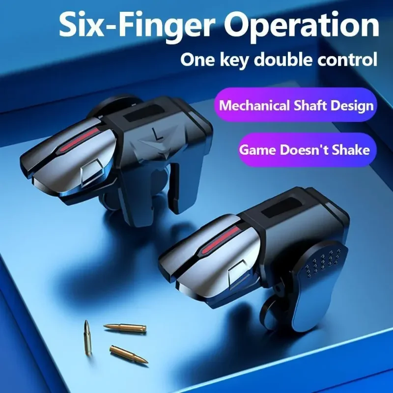 Mobile Phone Game Trigger G21 Gamepad Joystick 6-Finger Aim Shooting L1 R1 Key Button Game Fingertips for Pubg Game Controller