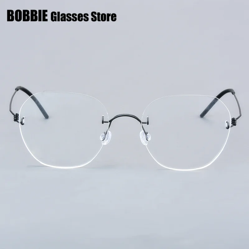 Rimless Glasses Frame Denmark Brand 2460 Titanium Screwless Light Thin Rim Retro Oval Men Women Optical Prescription Eyeglasses