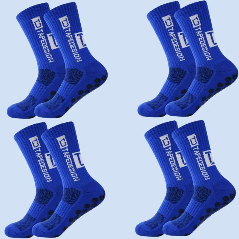 Calcetines de fútbol antideslizantes para hombre, medias deportivas de media pantorrilla, informales, de alta calidad, 4 pares