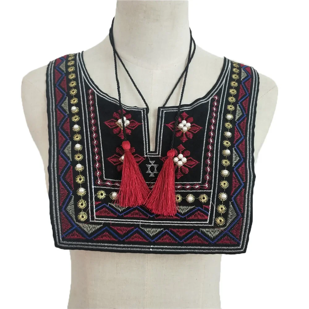 Hot sale Ethnic style Embroidery Lace Neckline neck Collar Dress Applique Motif Blouse Sewing Fabric Trims DIY Costume Decor