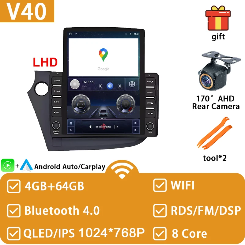 Android 15 Autoradio Voor HONDA INSIGHT 2009 2010 2011-2013 2014 Multimedia Video Player Navigatie GPS 4G WIFI Head Unit Geen 2din