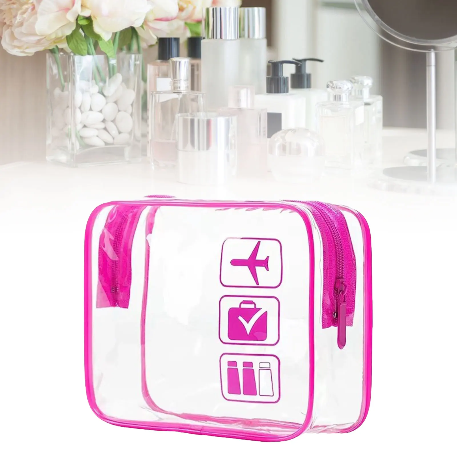 Clear Makeup Bag Waterproof Transparent Makeup Organizer Travel Cosmetic Makeup Bags for Vacation Business Trip Airport Bathroom