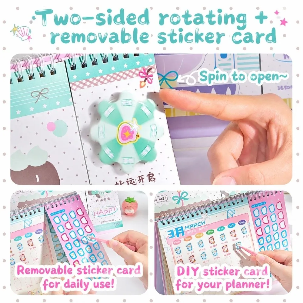 Spinning Wheel Design 2027 Calendar Dual Sided Coil Binding Desktop Decor Desk Calendar Habit Tracker Monthly Planner