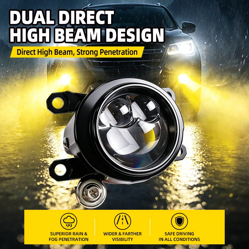 2 Inch F22 Dual Direct Projetor Bi LED Fog Light Lens For Toyota 12V Super Bright Waterproof High Low Beam Integrated Auto Lamp