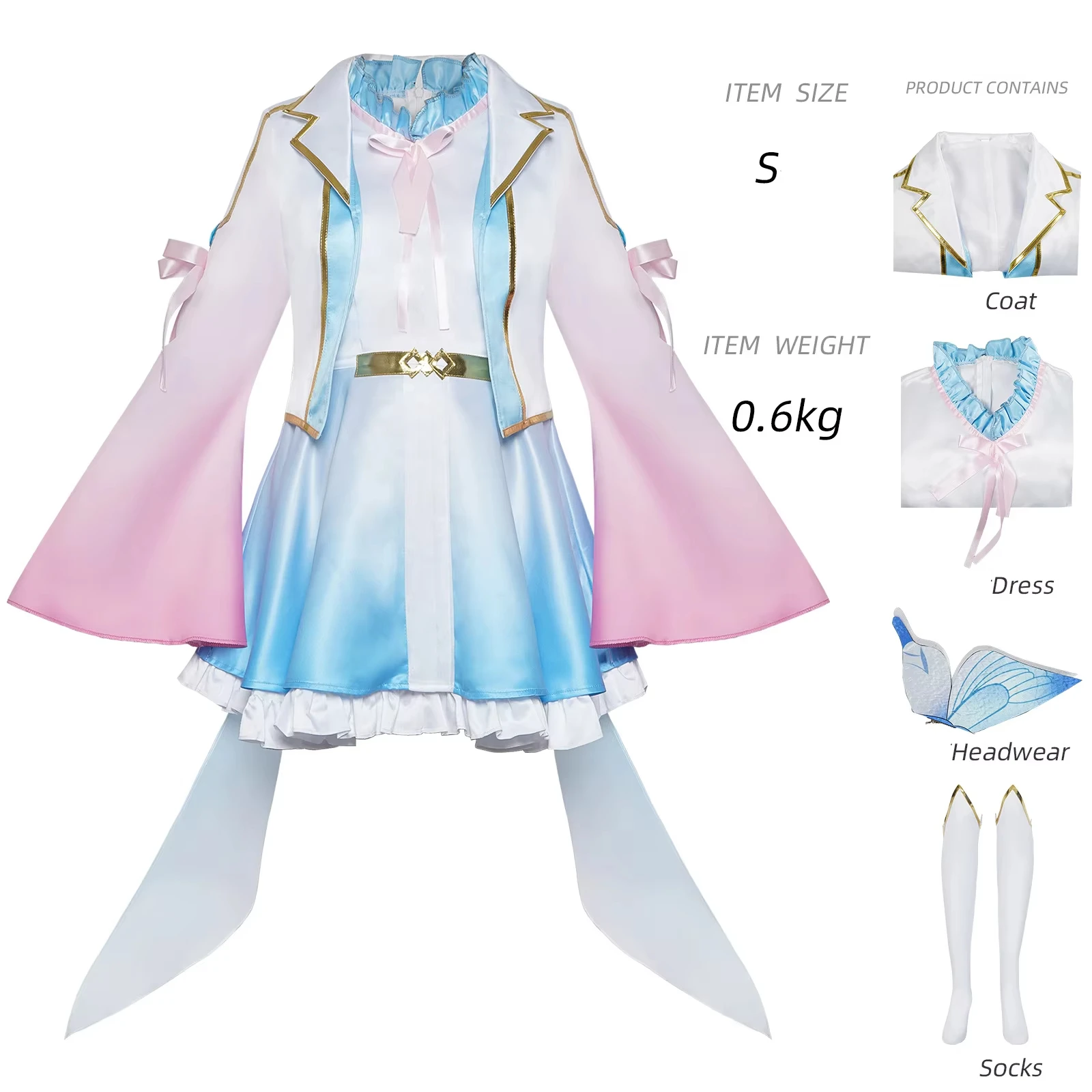

Elegant Light Goddess Cosplay Costume, Shimmering Dress with Wings and Accessories Fantasy Theme Halloween Cosplay Events Outfit