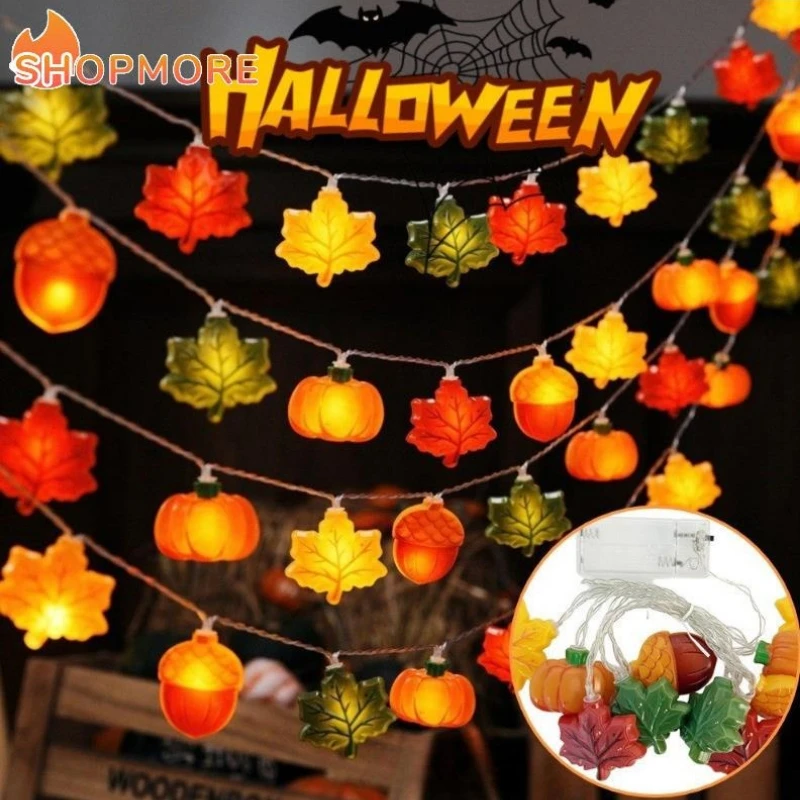 1,5/3 m Halloween LED Kürbis Nuss Ahornblatt Lichterkette Startseite Weihnachten Party Dekoration Hängelampe Requisiten Thanksgiving Geschenk
