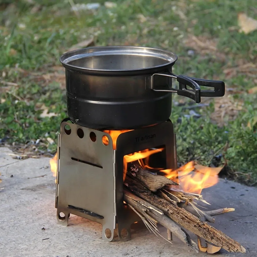 Stainless Steel Card Stove, Outdoor Portable Wood Burner, Trekking Wilderness, Blowpipe, Alcohol plate, Camping Supplies