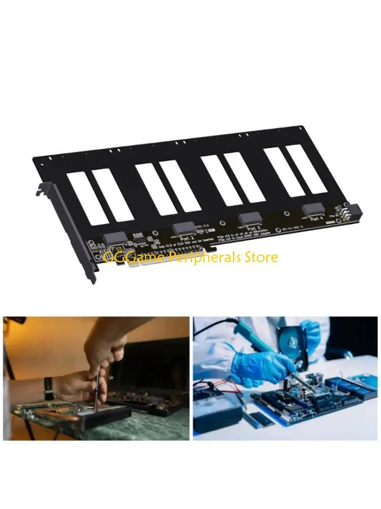

U55B 4 Port PCIe 5.0 X16 To 4-Port for EDSFF E1.S/E3.S Split Adapter Expansion Card 128Gbps Fast Speed Data Transfer