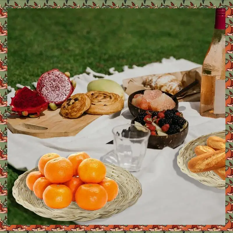 

ABLQ 15 Pcs Bamboo Paper Plate Holder - 10 Inch Round Woven Plate Holder, Reusable Paper Plate Holders For Picnic Party