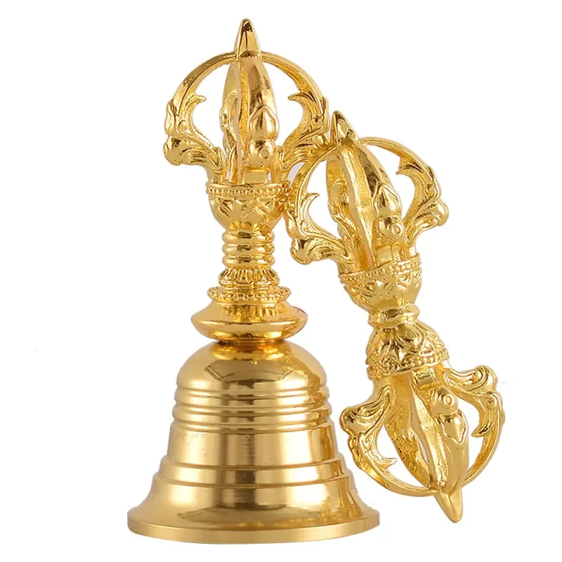 Mini Gold Vajra Bell Pestle Nepal Brass Handheld Wind Chime Mini Tibetan Bells Chimes Buddhist Supplies Meditation Tools Gifts