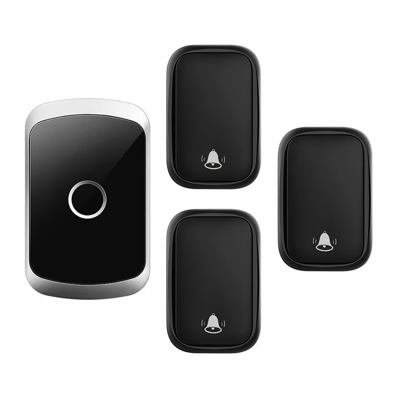 WEMEDA Smart Self-powered Waterproof Wireless Doorbell No Battery 3 Button 1 2 3 Receiver Cordless Home Door Bell US EU UK Plug