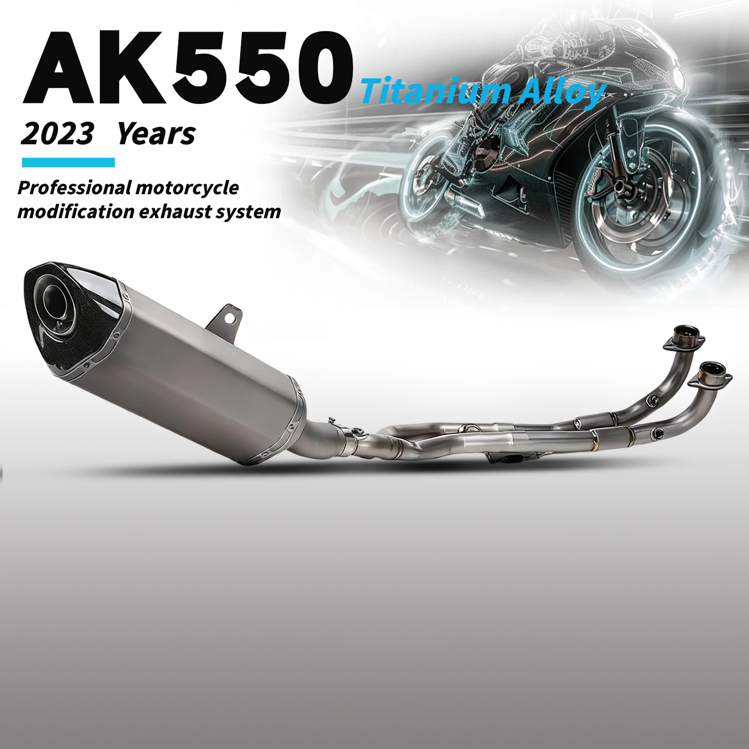 

For AK550 2023 Motorcycle Full System titanium alloy Front Exhaust Carbon tip Muffler DB killer