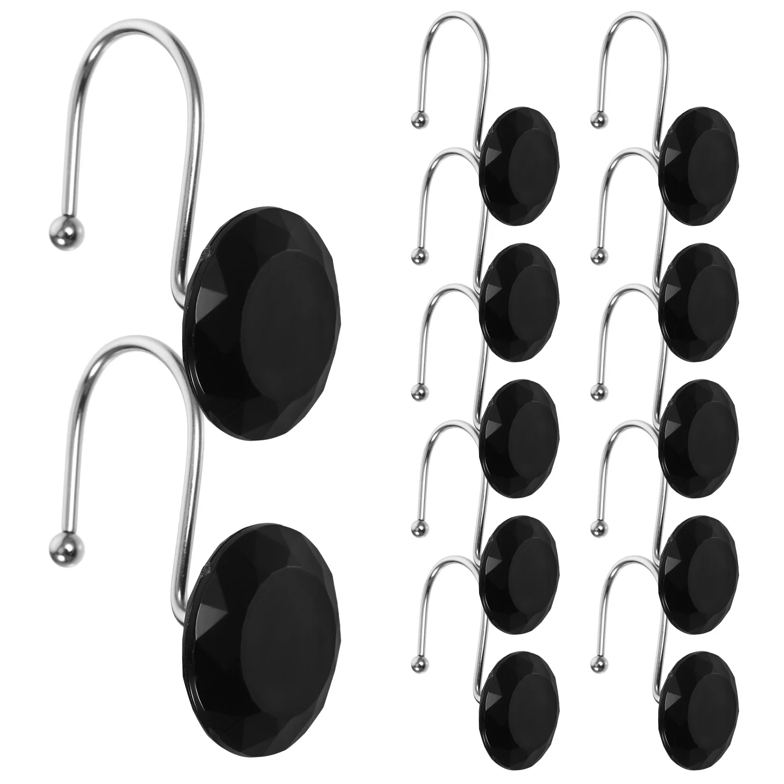 12 Pcs Shower Curtain Hook Hooks for Hangers up Bath Rod Household 304 Stainless Steel Acrylic Retro Decor