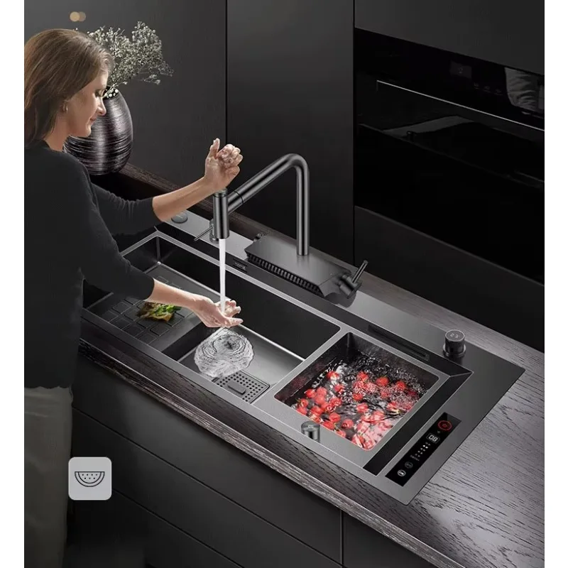 

Waterfall Faucet Smart Sink Catalyst Purification Step Sink 304 Stainless Steel Nano Kitchen Sink