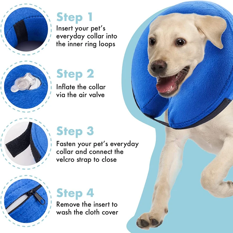 Elizabethan Collar Soft Dog Cone Collar Inflatable Pet Cone Collar For Small Large Dogs Cats E-Collar for Dogs Surgery Recovery