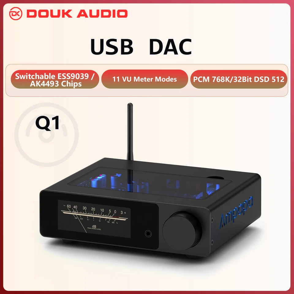 Ampapa Q1 HIFI ESS9039+AK4493 USB DAC Bluetooth 5.2 レシーバー