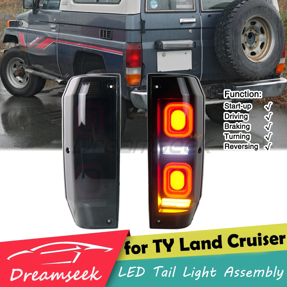 

LED Tail Light Assembly for Toyota Land Cruiser 1984-2024 Rear Brake Light with Turn Lamp Revering Blinker Indicator Smoke Lens