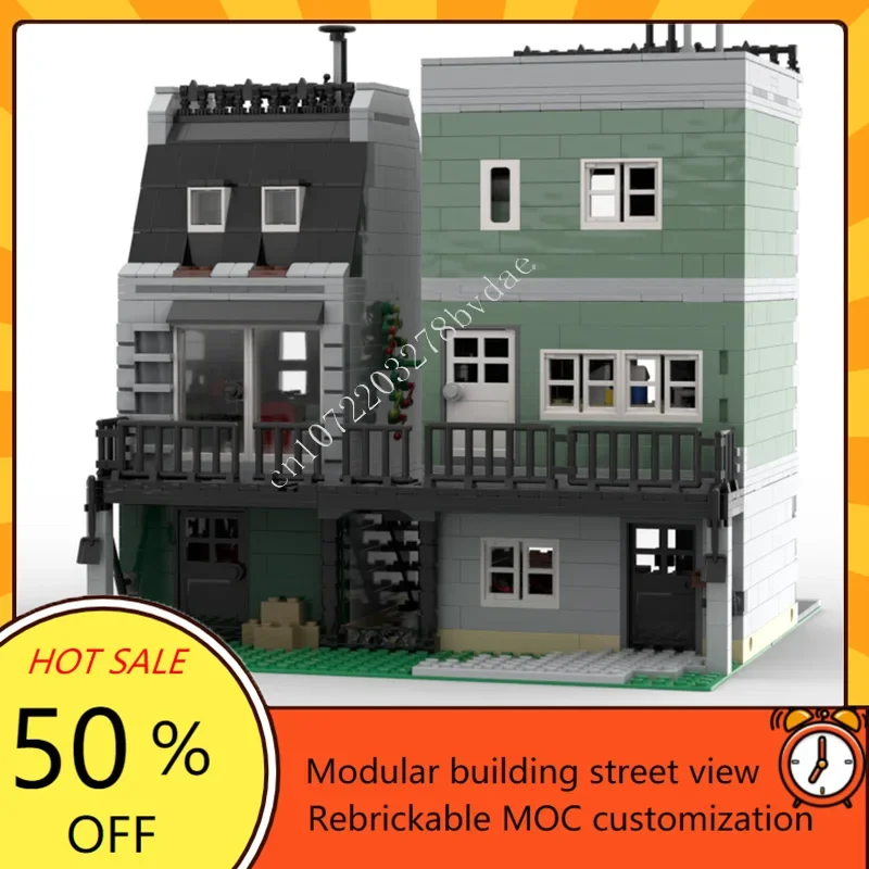 2202PCS Markt, Café & Süße shop Modulare MOC Kreative street view Modell Benutzerdefinierte Puzzle Architektur DIY Montage Modell Spielzeug geschenke