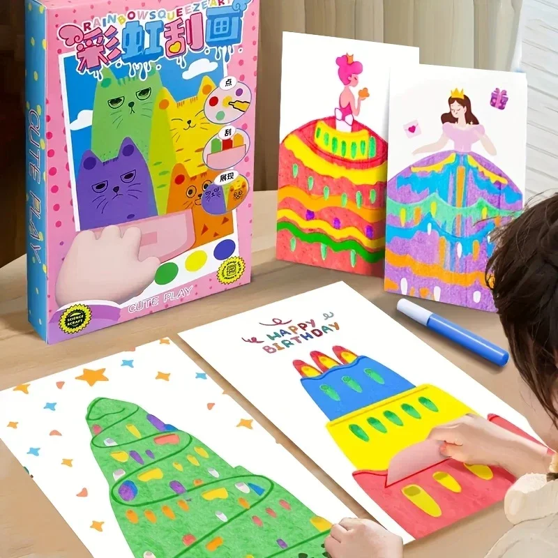 

DIY Rainbow Scratching Coloring Books Drawing Toys Exercise Children's Creativity and Hands on Abilities Suitable For 3-6 Years