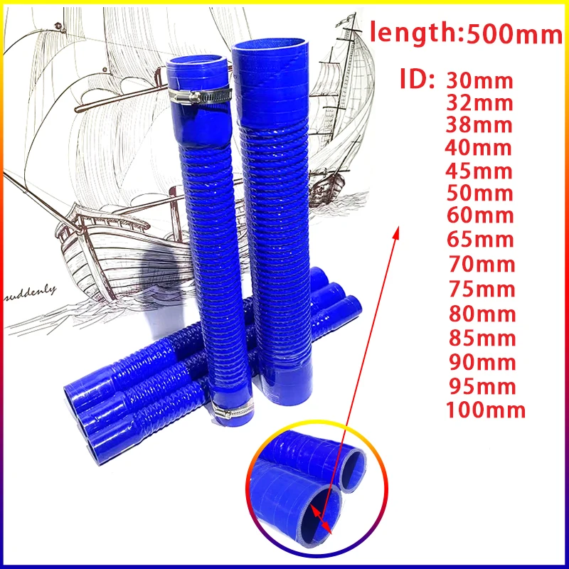 

Blue Car Silicone Hose ID30-100mm Length 500mm Air Intake Pipe Radiator Tube High Pressure Temper Atureauto Silicone Tube