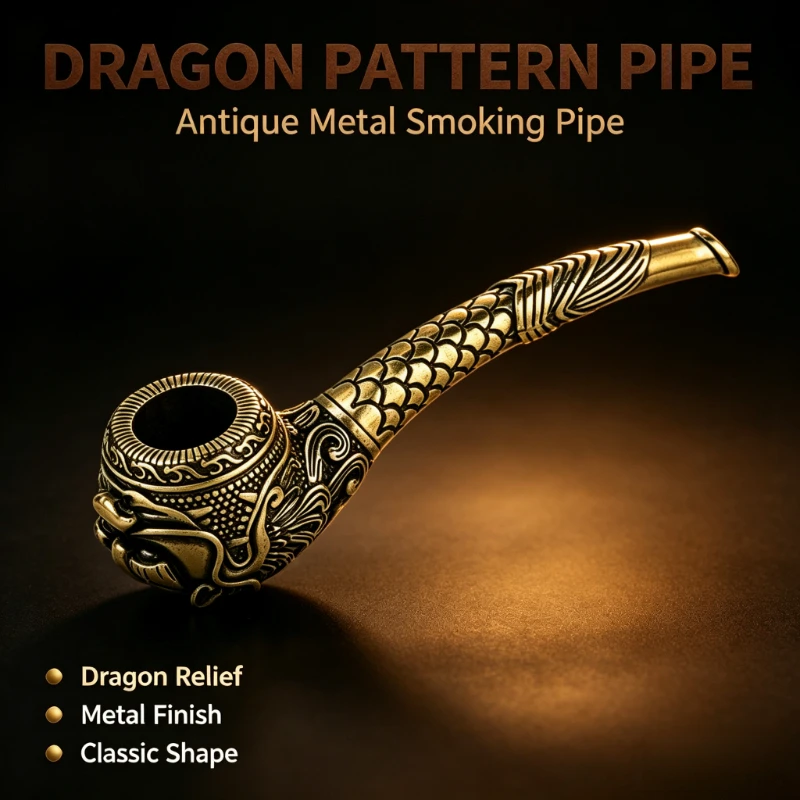 Brass Medium‑Capacity Old‑Style Integrated Tobacco Rod Antique Hand‑Forged Dry Leisure Use For Men Traditional Retro Collectible